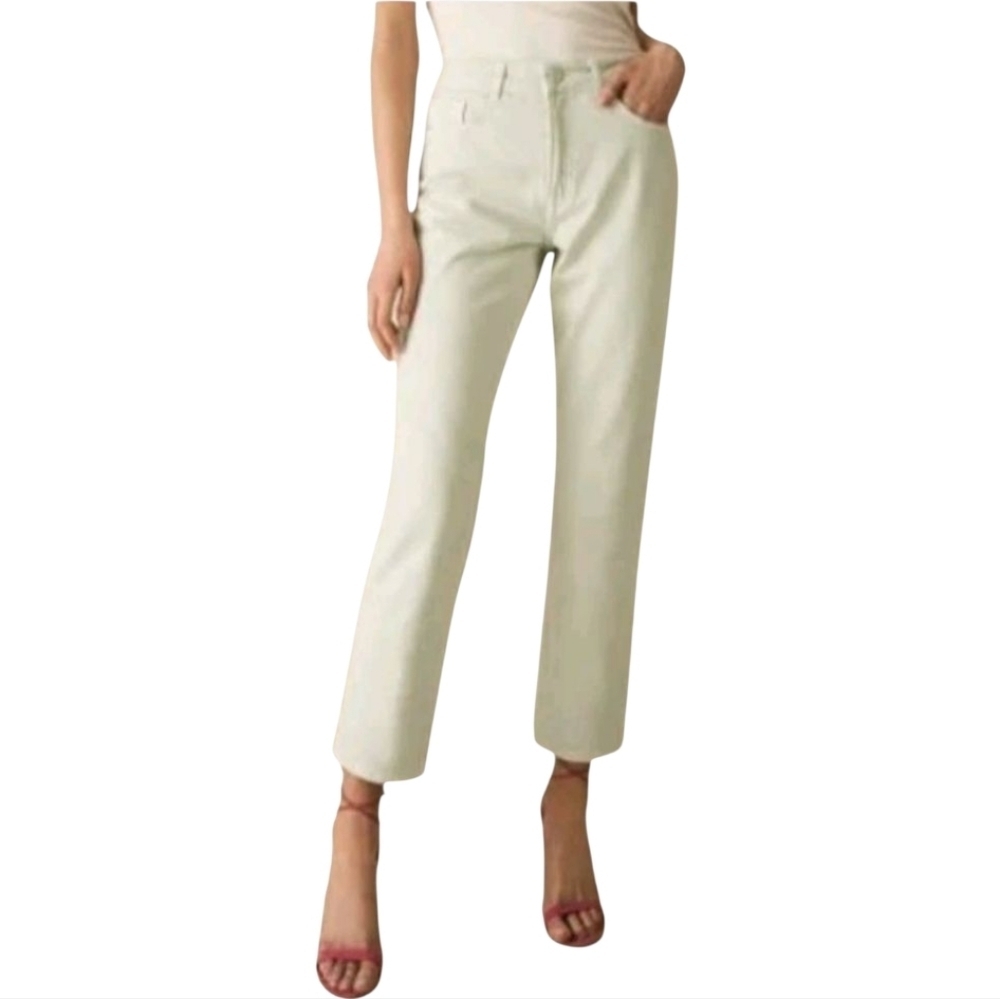 Reese Blake Light White Slim Mid-Rise Crop Jeans - Size 32